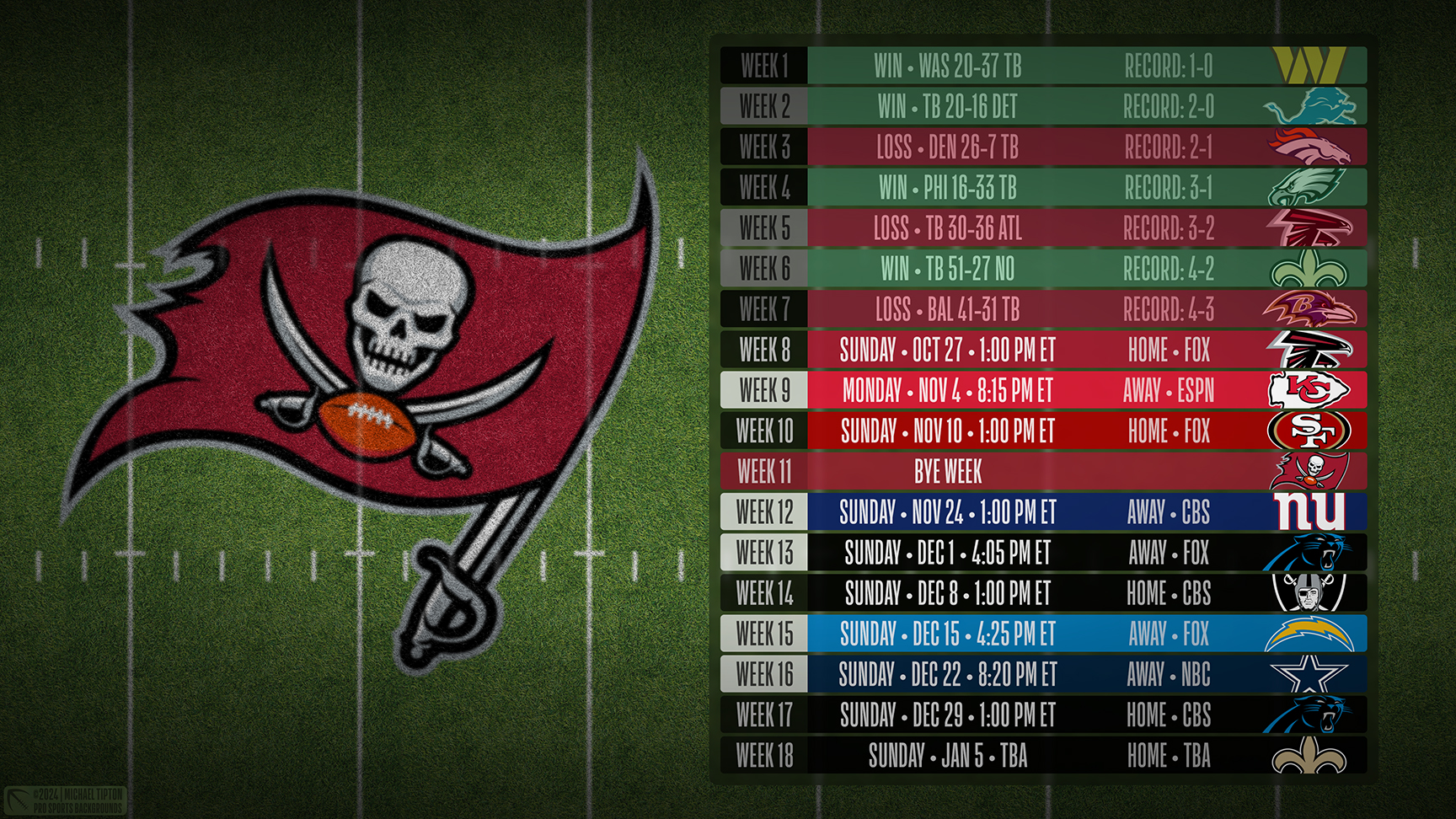 Tampa Bay Buccaneers wallpaper schedule desktop ET NFL placeholder thumb