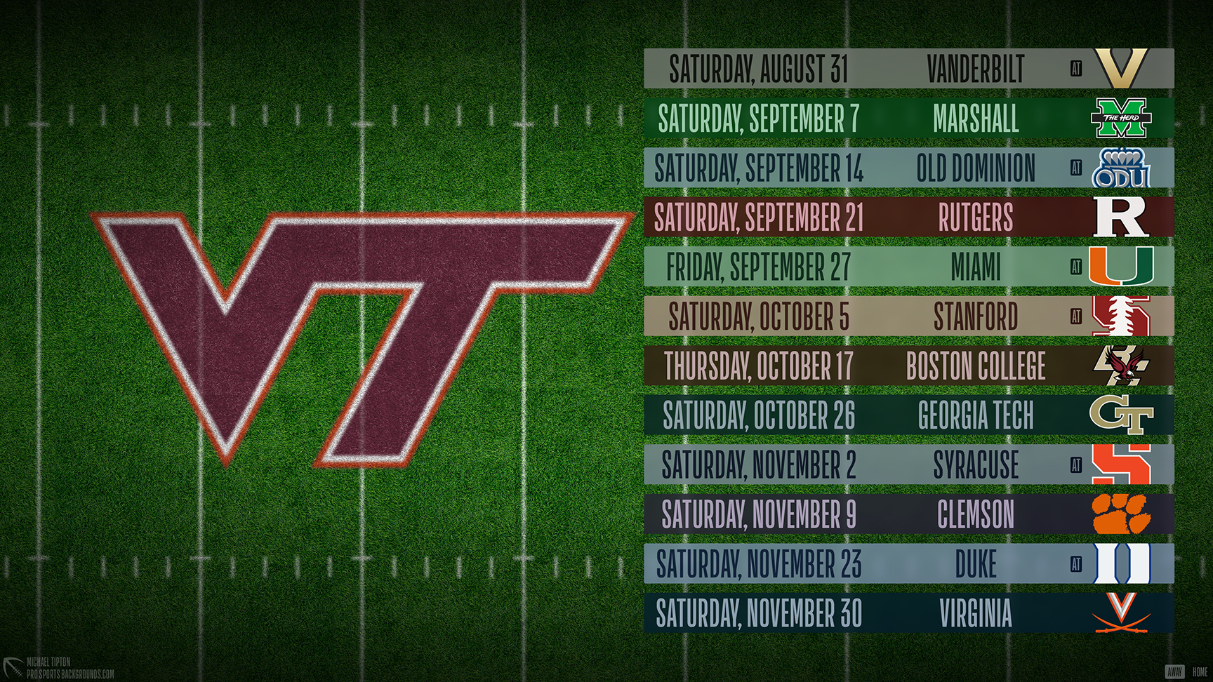 Virginia Tech Hokies wallpaper schedule desktop NCAA placeholder 2024 thumb